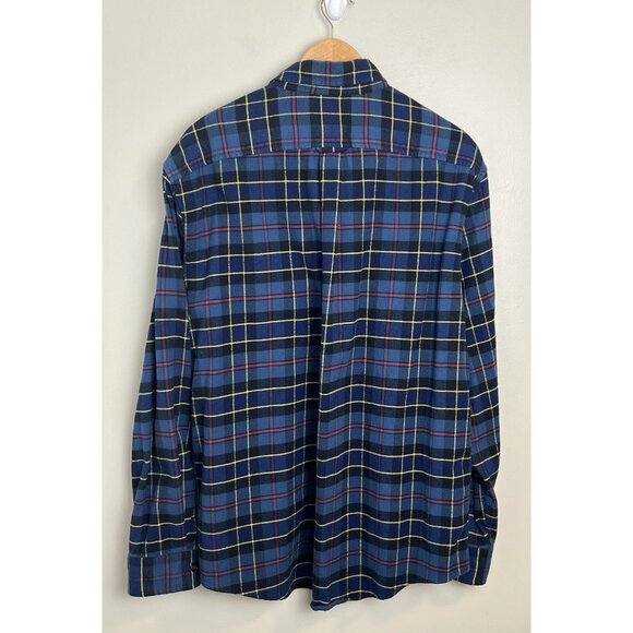 Lands End Shirt Mens XL Thick Flannel Button Down Blue Plaid Long Sleeve - Picture 3 of 7
